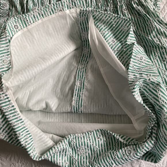 NWT Avara Gentry Dress Button Up Ruffle cap Sleeve Green Eyelet Resort Beach L - Picture 12 of 14